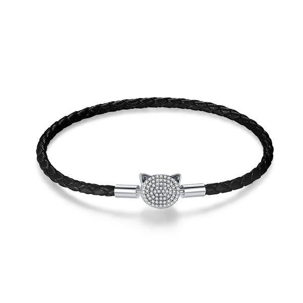 Black Woven Leather Bracelet - NINGAN