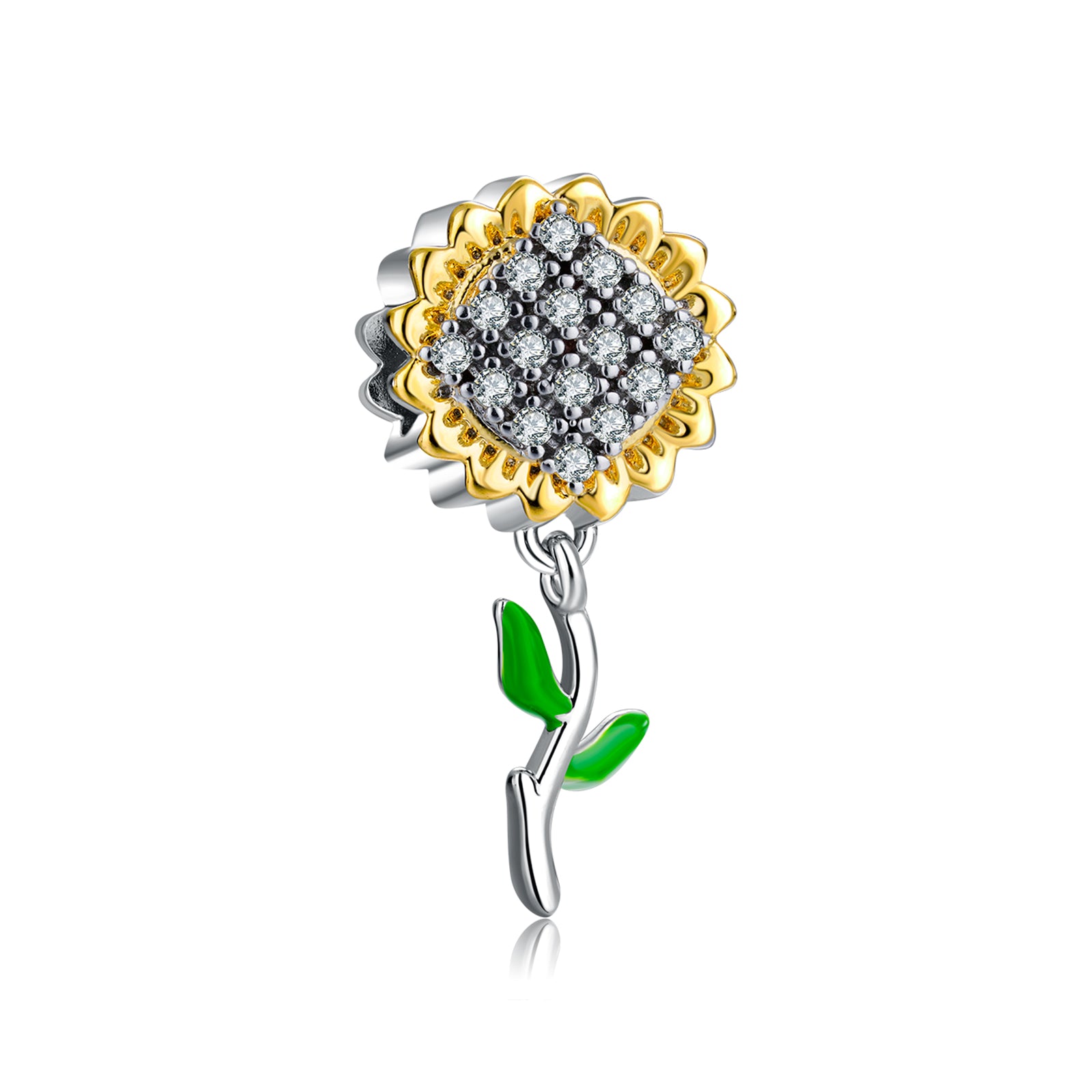 Dazzling Silver Sunflower Charms