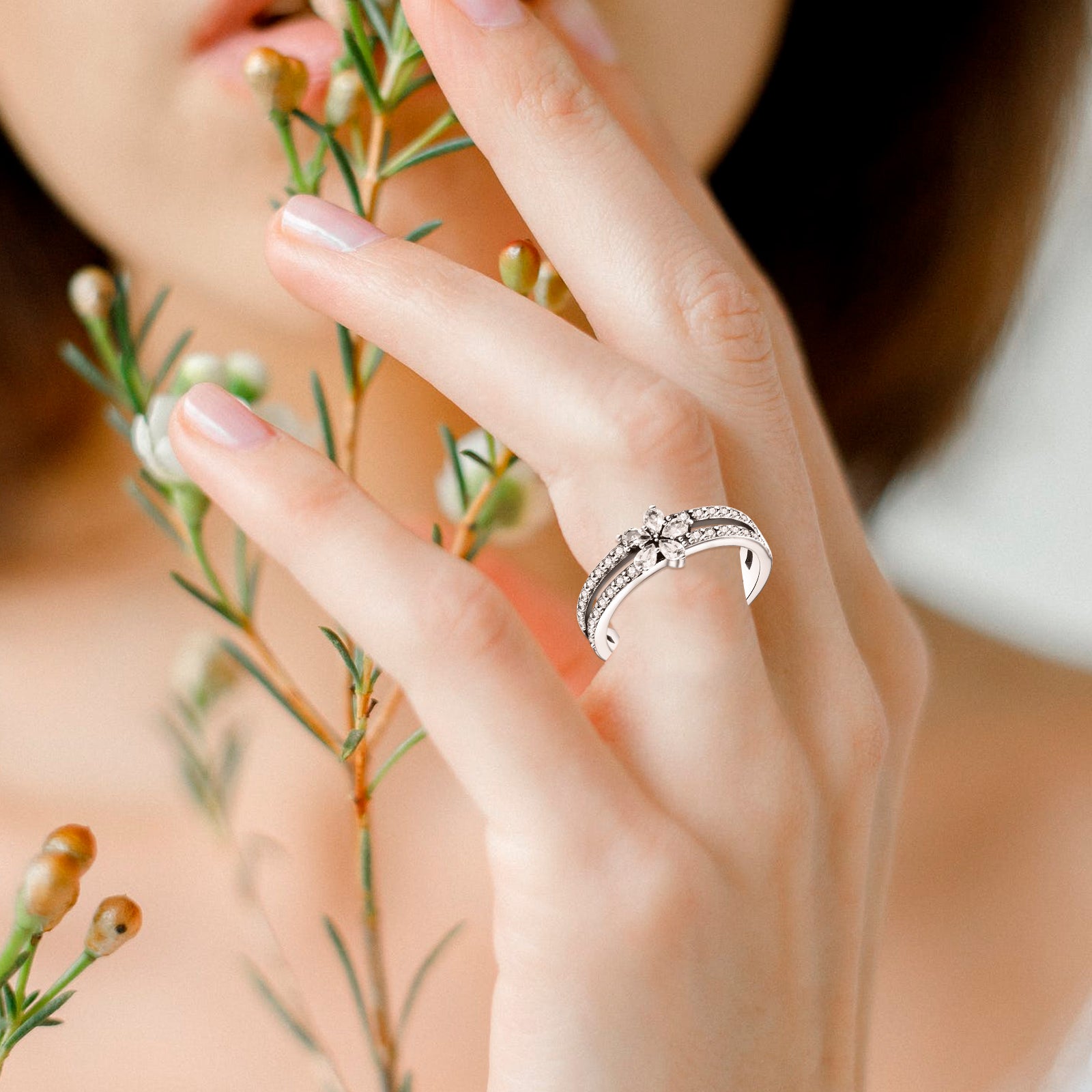 Cutout Flower Sterling Silver Rings