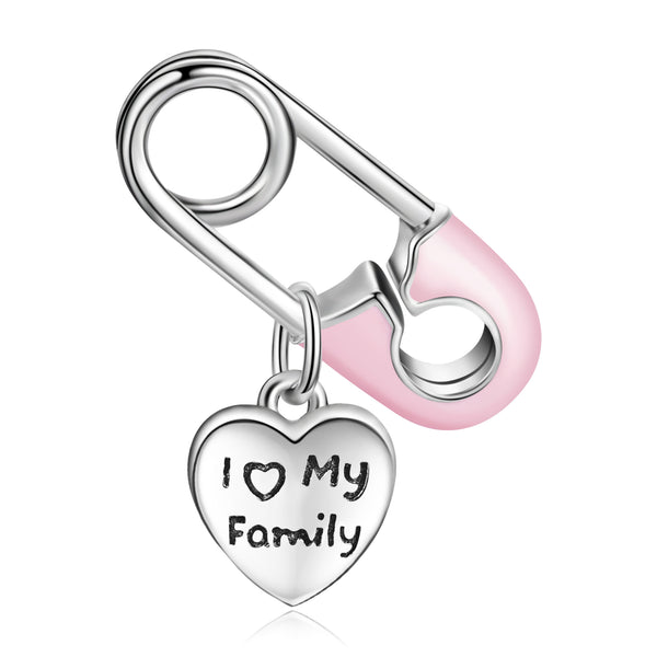 I Love My Family Heart Charms