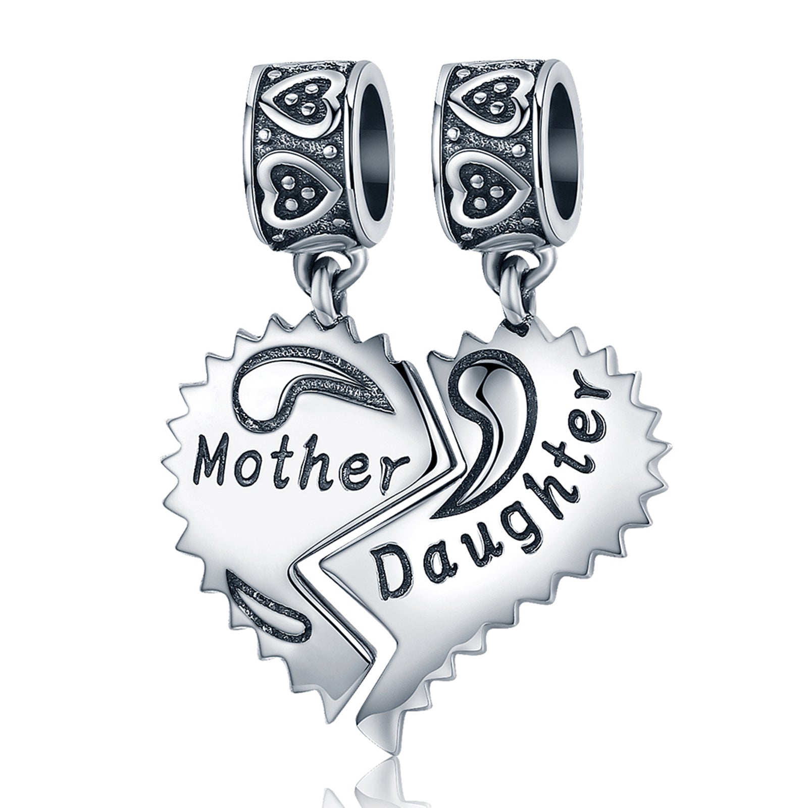 Mother and Daughter Love Heart Charms