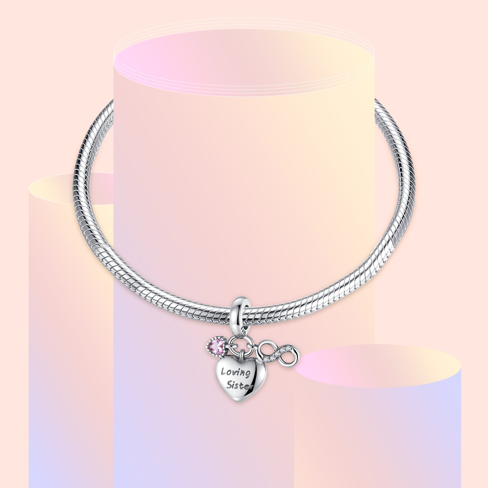 Loving Sister Heart Charms