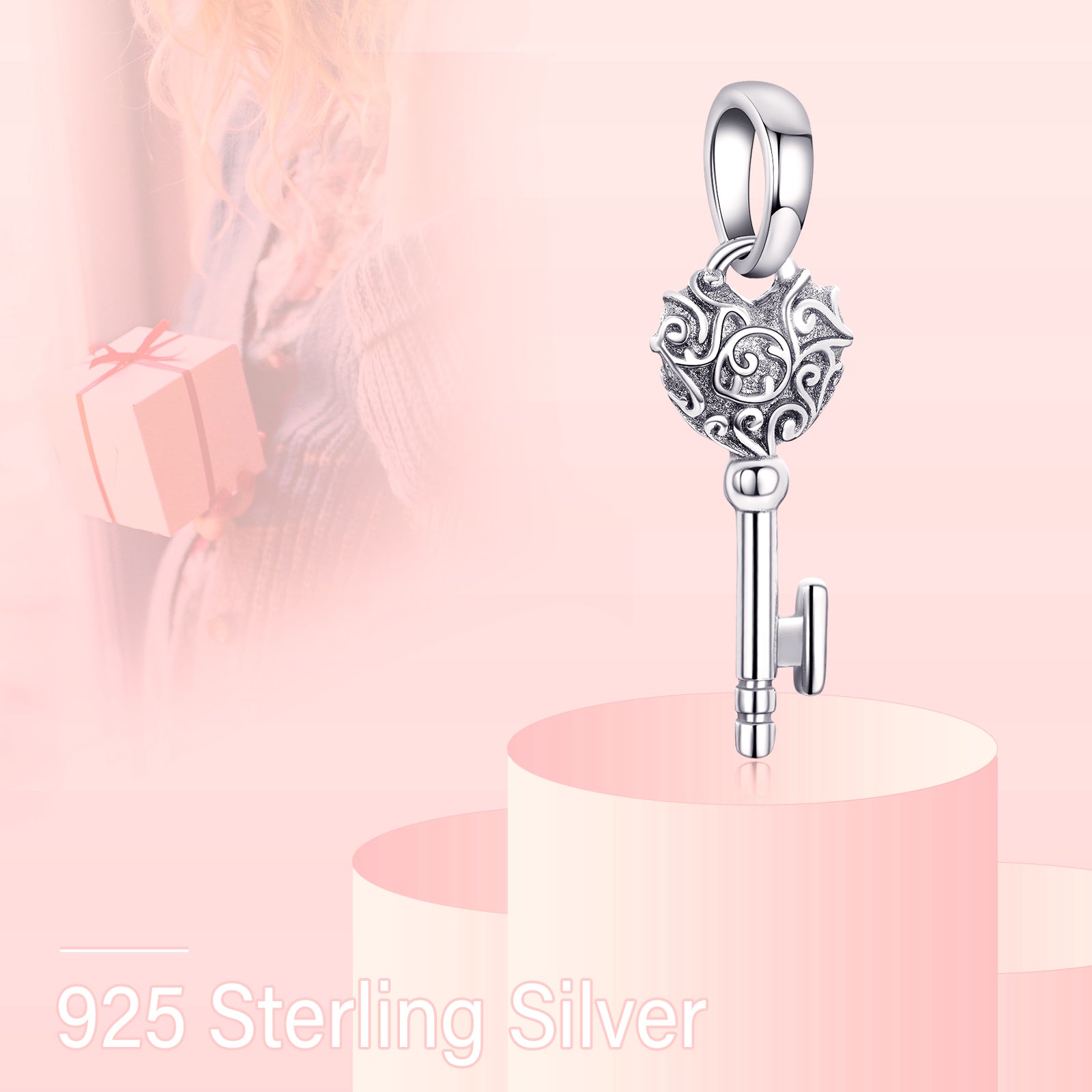 Silver Key Charm