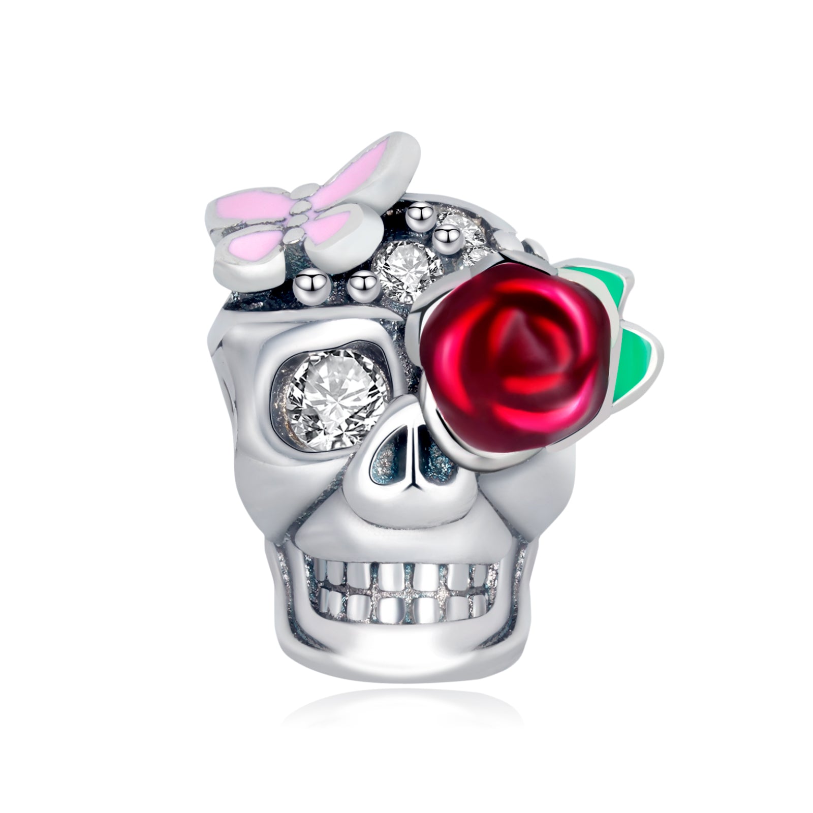 Skull Rose Sterling Silver Charms