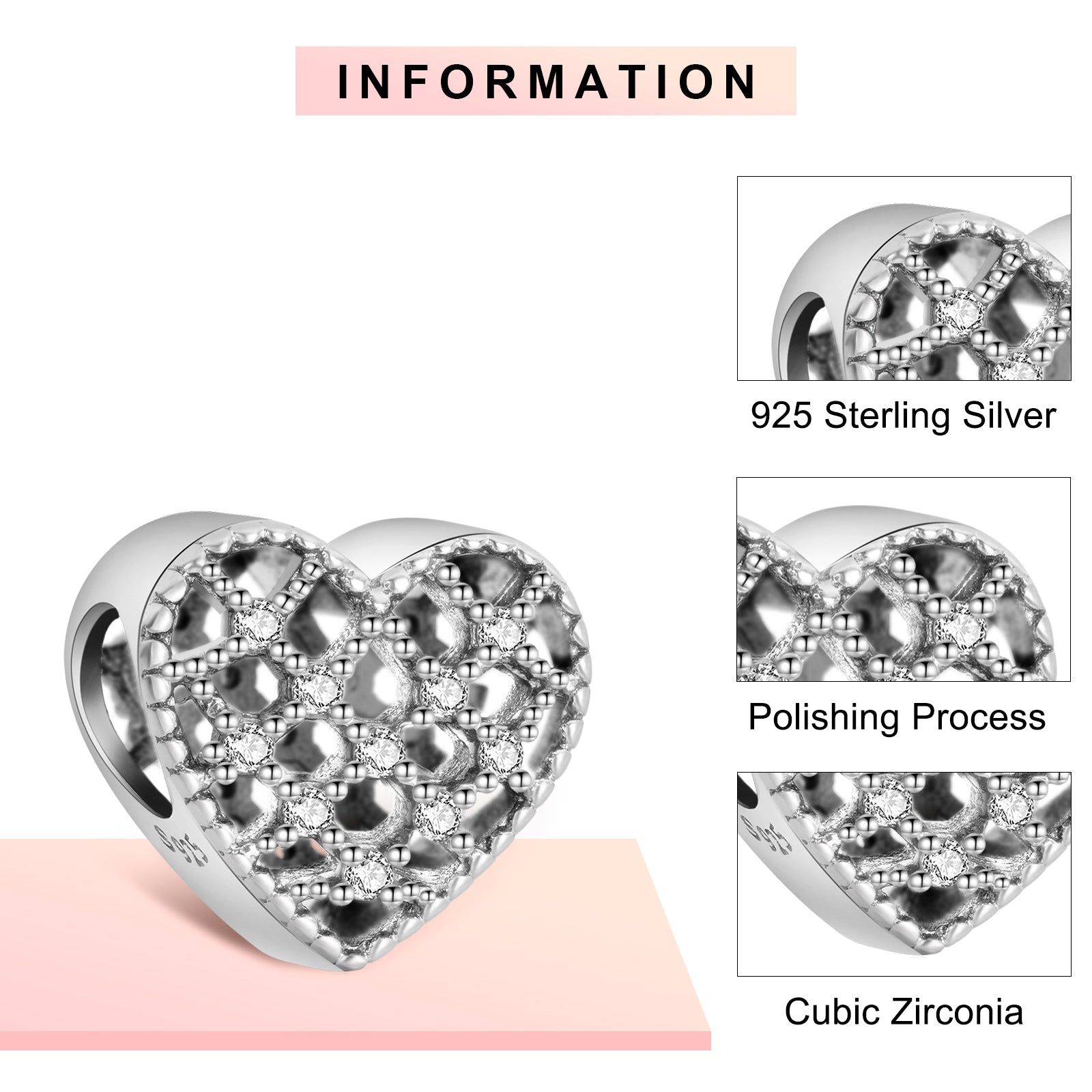 Heart Cutout Mesh Charms