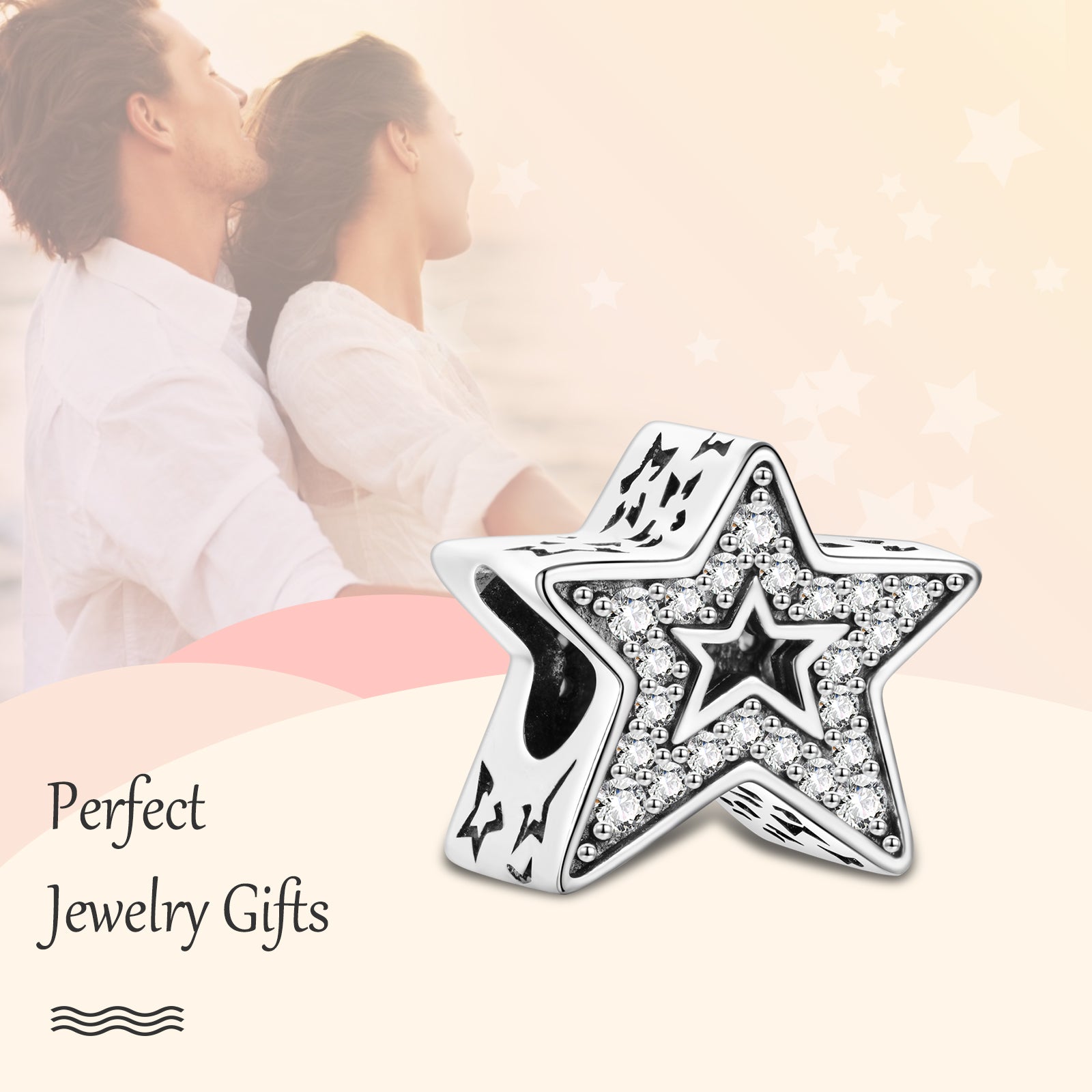 Sparkling Asymmetric Star Charms