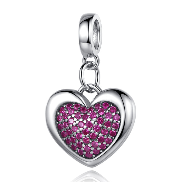 Pink Heart Dangle Charms - NINGAN