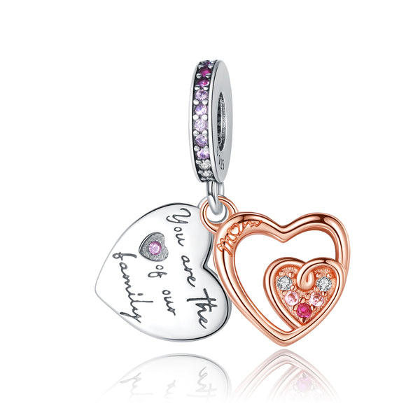 Double Heart Mom Dangle Charms - NINGAN