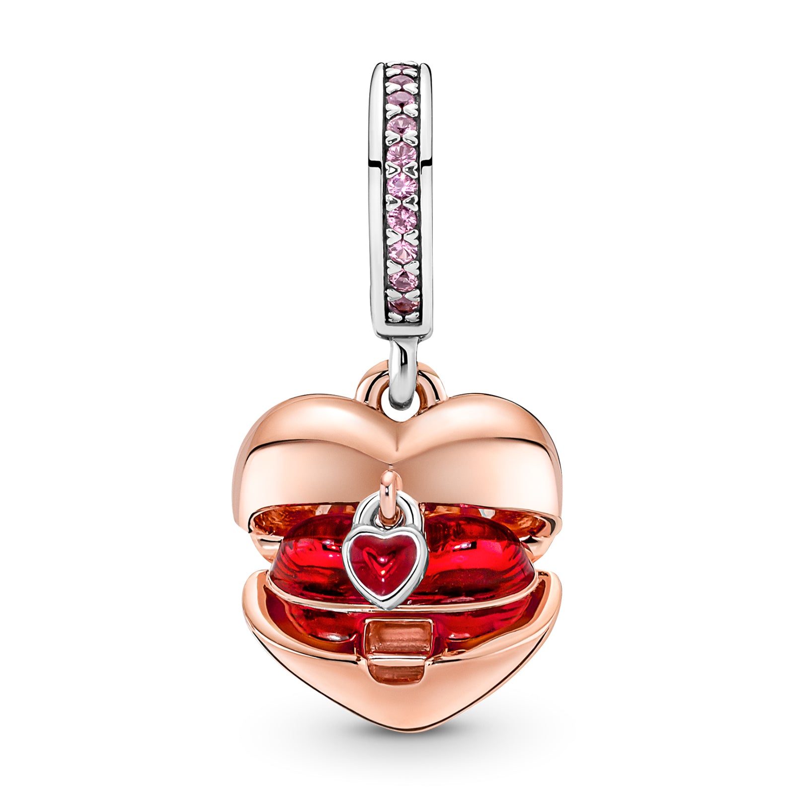 Rose Gold Padlock Heart Charms - NINGAN