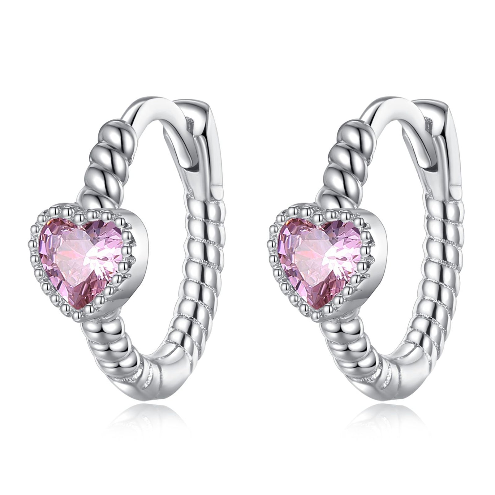 Pink Heart Hoop Earrings