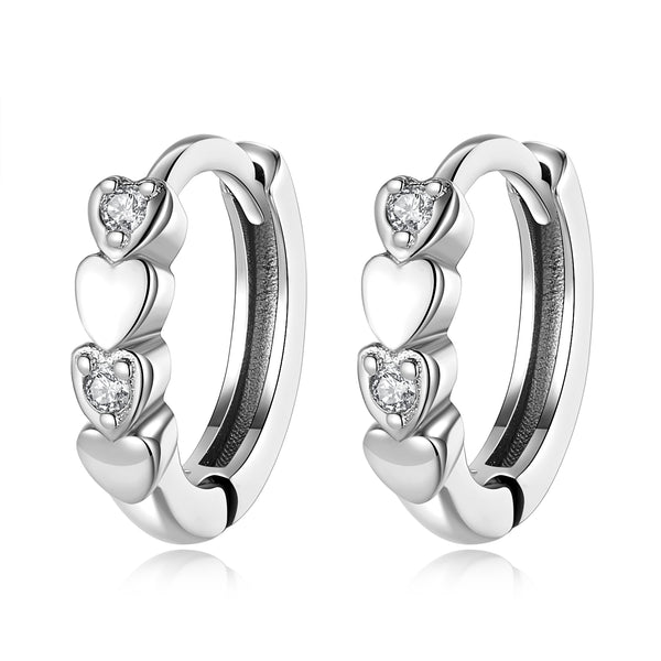 Cubic Zircon Heart Hoop Earrings - NINGAN