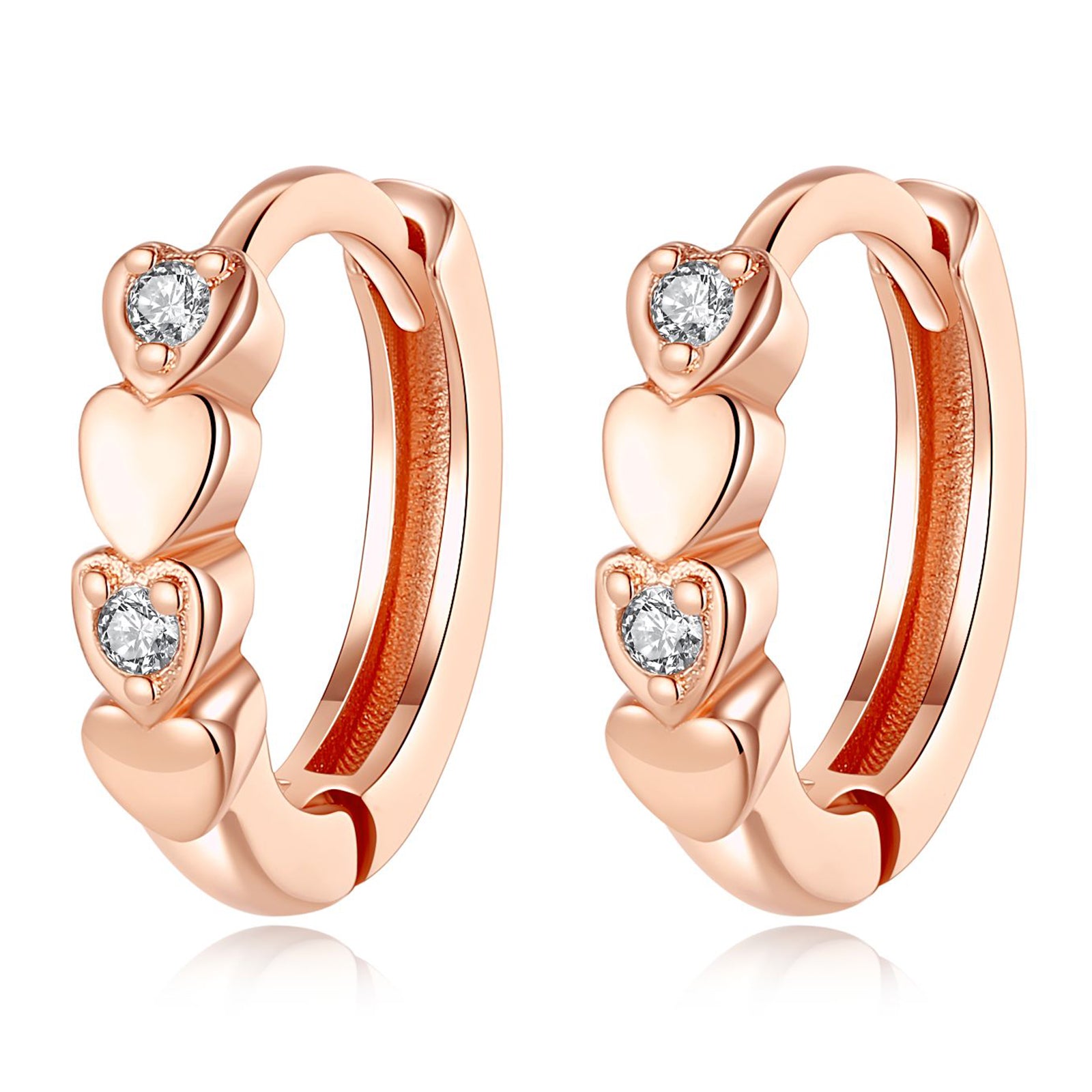 Cubic Zircon Heart Hoop Earrings - NINGAN