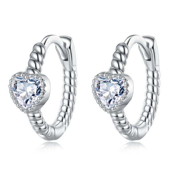 Heart Cubic Zircon E18 Hoop Earrings