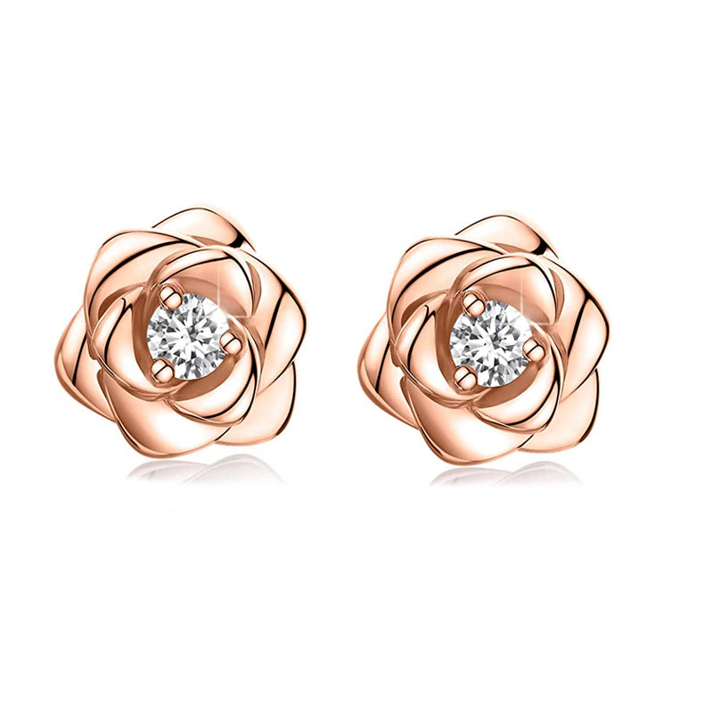 Rose Flower E24 Stud Earrings - NINGAN