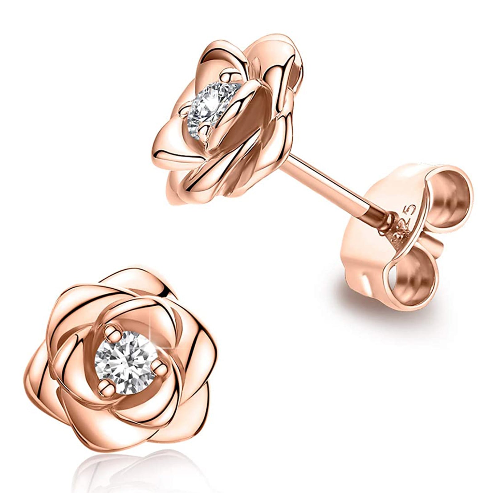 Rose Flower E24 Stud Earrings - NINGAN