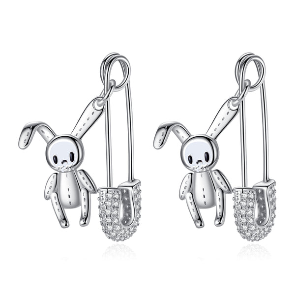 Rabbit Paper Clip Drop Earrings - NINGAN