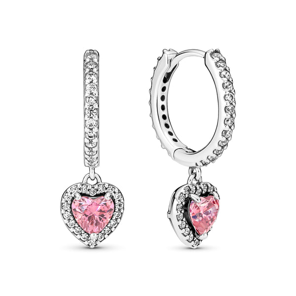 Red Heart Zircon Hoop Earrings - NINGAN