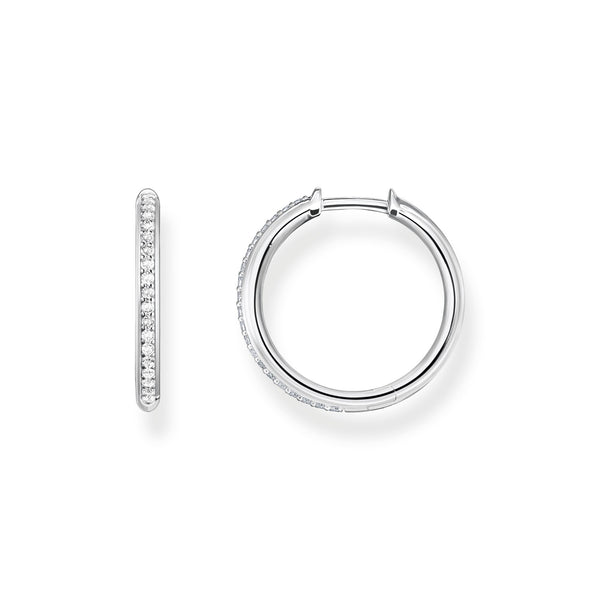 Contracted Silver Zircon Hoop Earrings - NINGAN