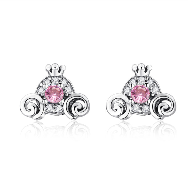 Pumpkin Carriage Colorful Zircon Stud Earrings - NINGAN