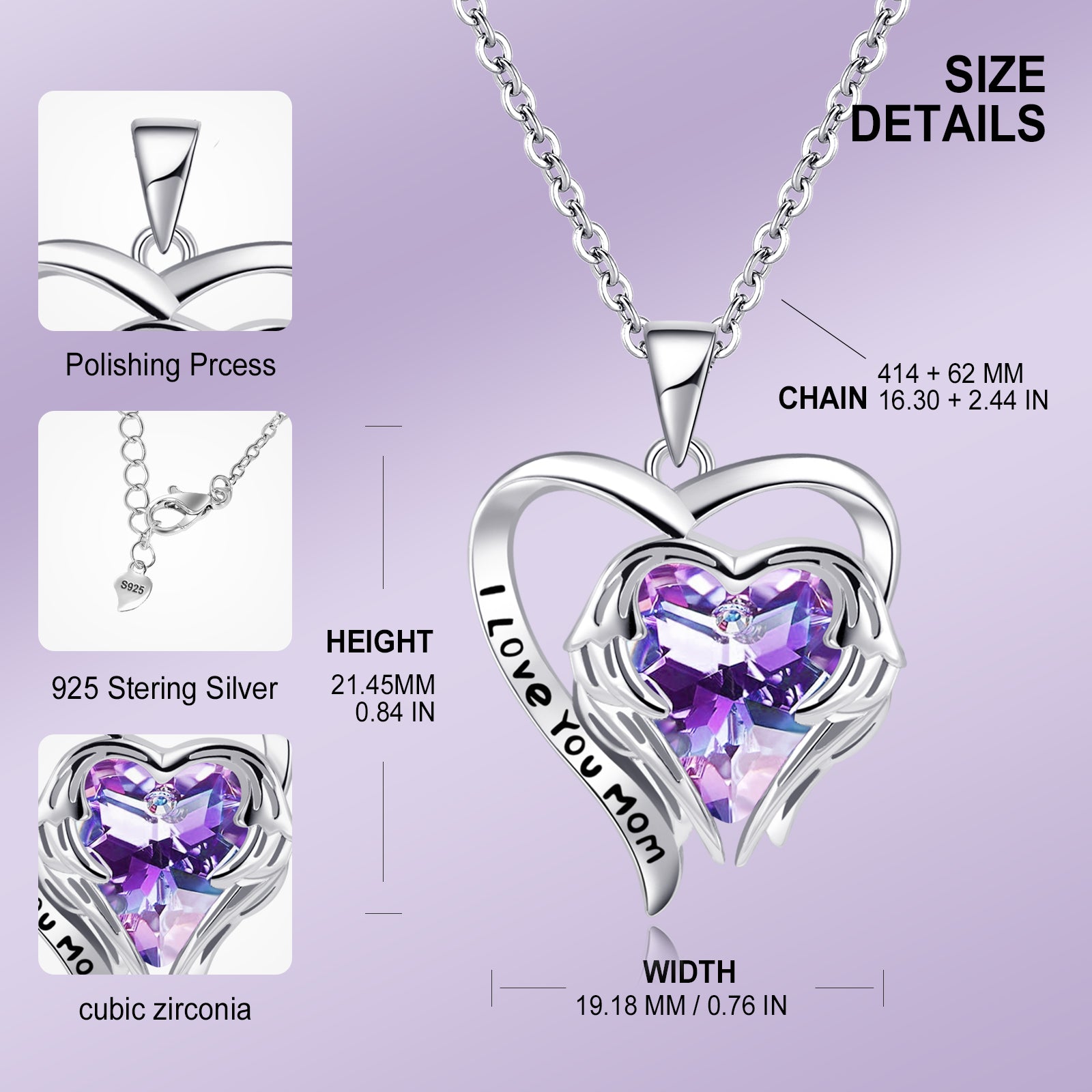 Heart Shaped Mother Sterling Silver Necklaces