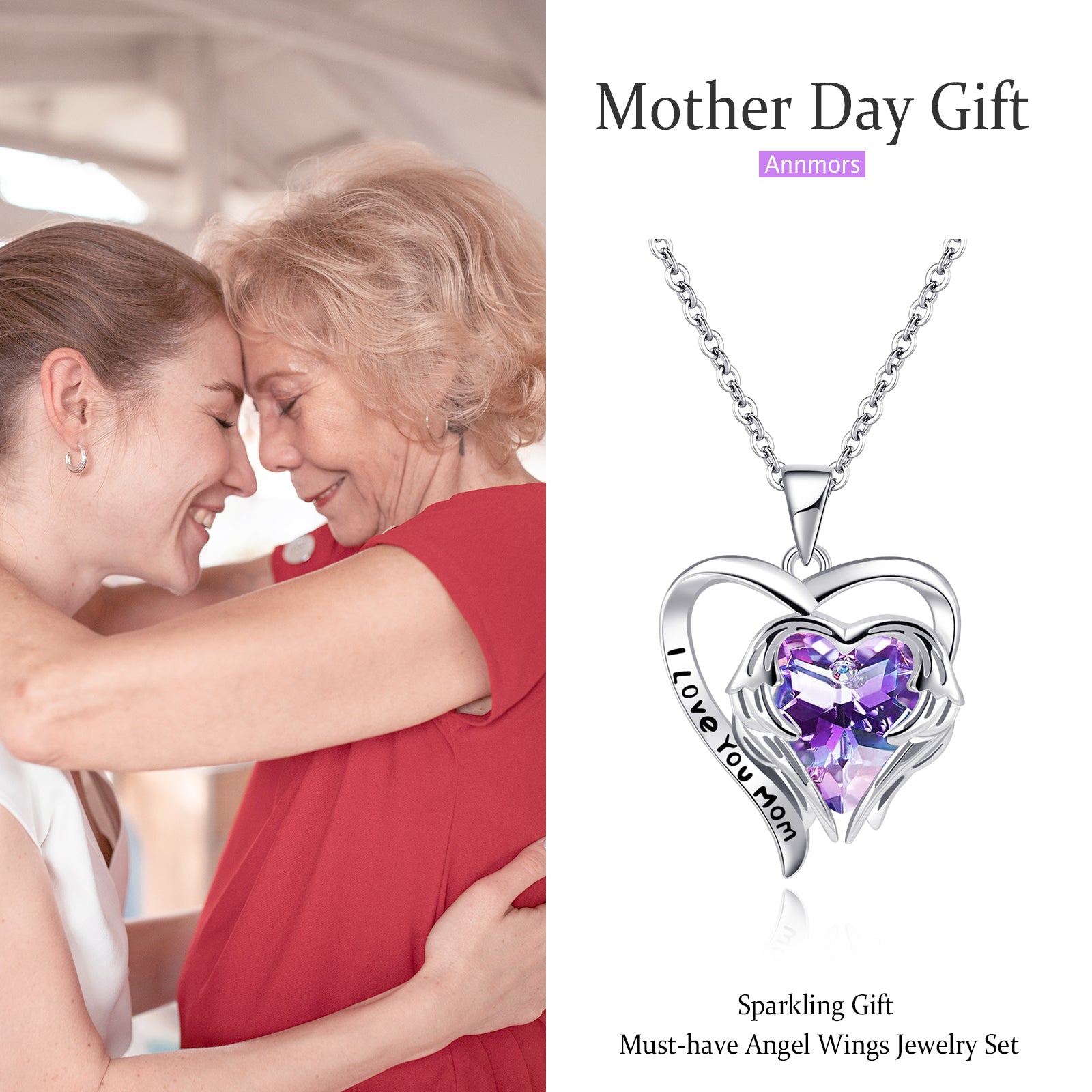 Heart Shaped Mother Sterling Silver Necklaces