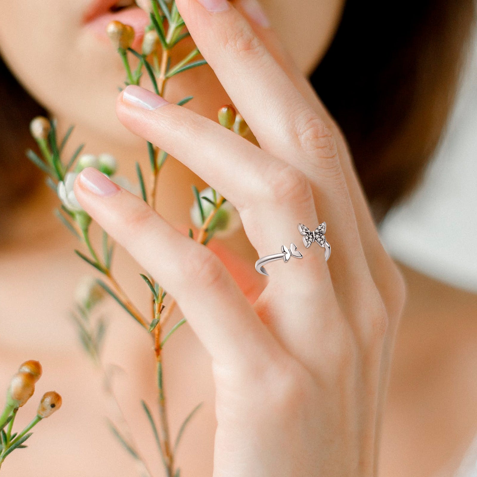 Butterfly Rose Gold Sterling Silver Rings