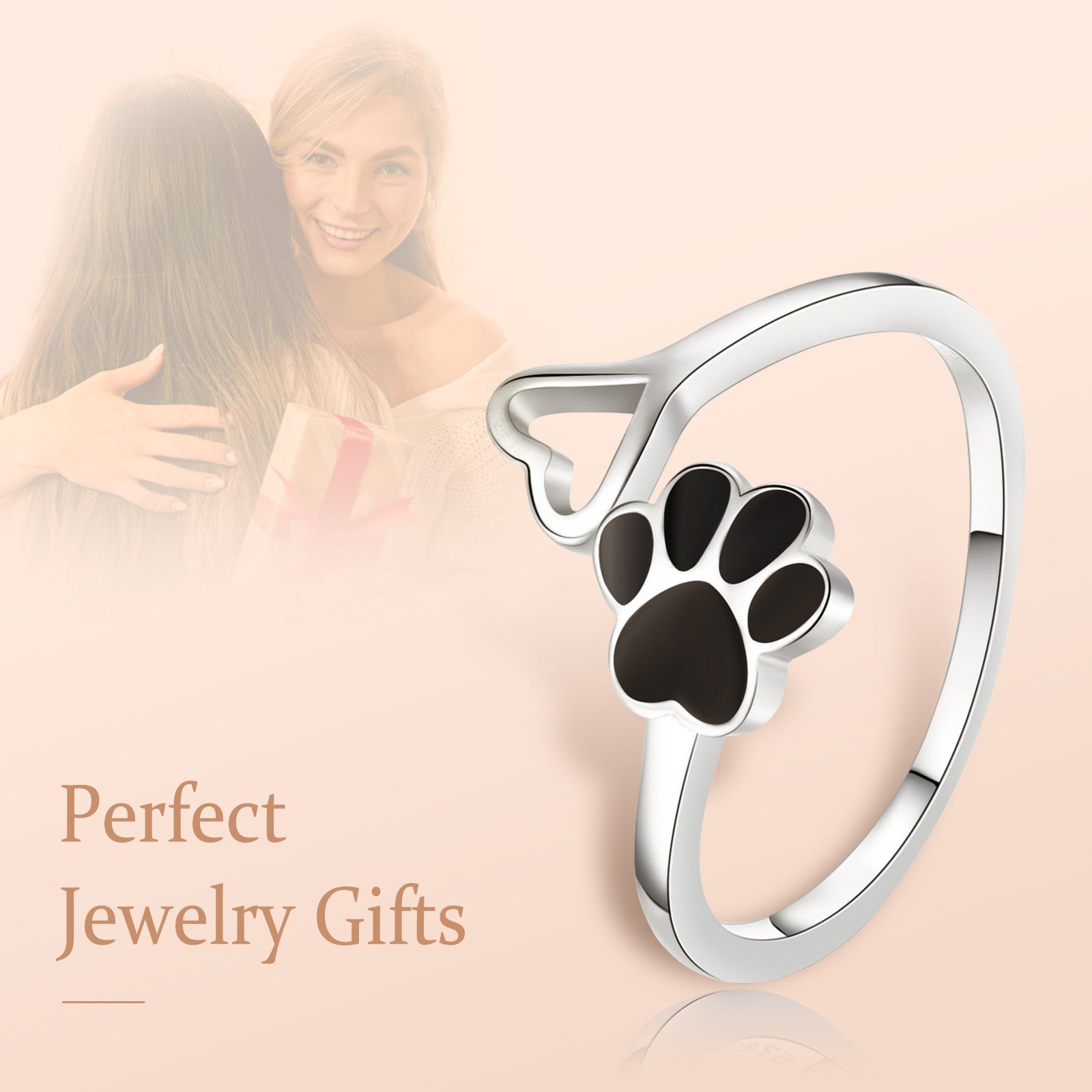 Dog Paw Print Sterling Silver Rings