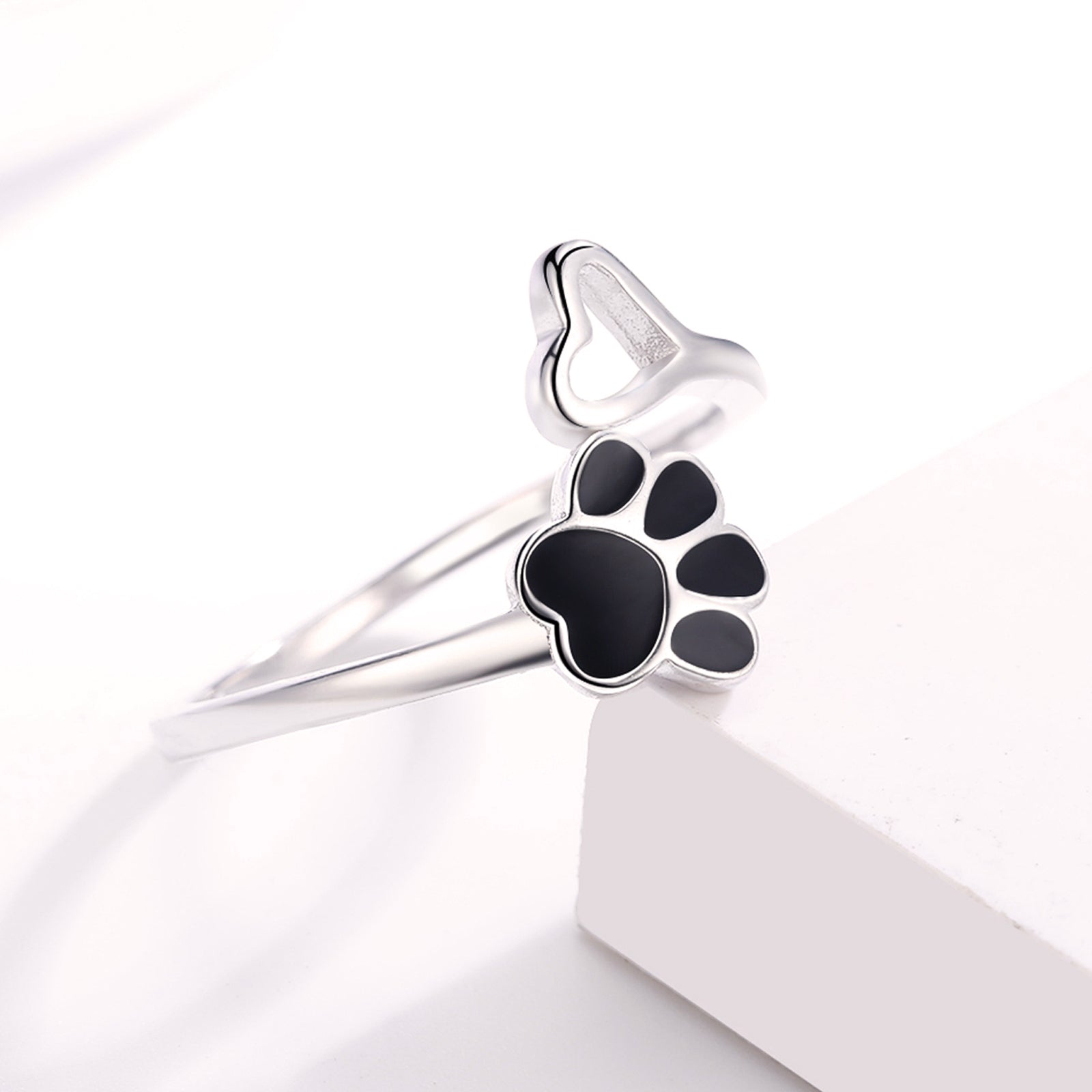 Dog Paw Print Sterling Silver Rings